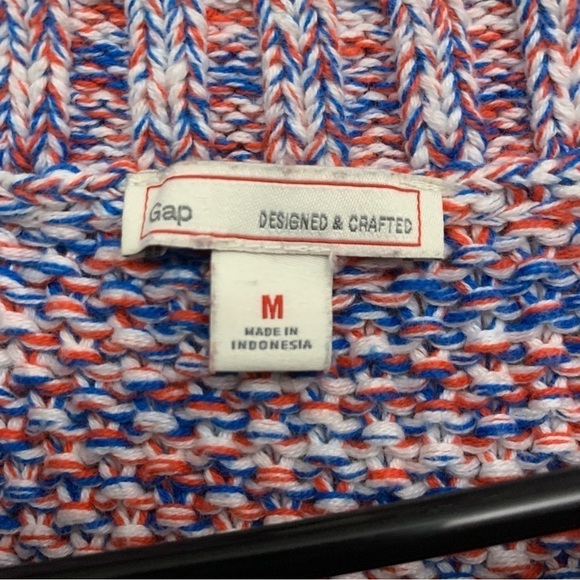 Gap Women’s Red White & Blue Cable Knit Crewneck Sweater Size Medium - Picture 3 of 3